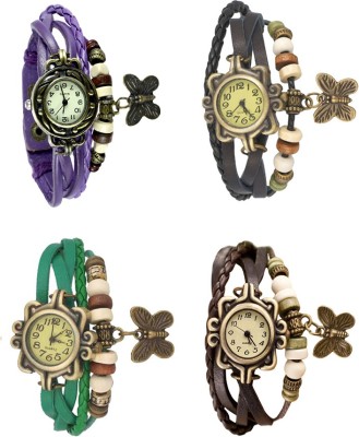 NS18 Vintage Butterfly Rakhi Combo of 4 Purple, Green, Black And Brown Analog Watch  - For Women   Watches  (NS18)