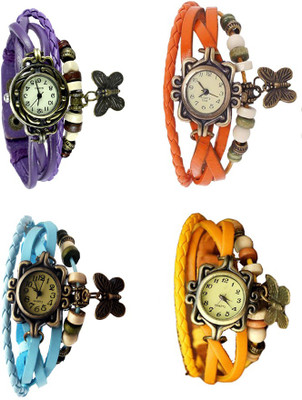

NS18 Vintage Butterfly Rakhi Combo of 4 Purple, Sky Blue, Orange And Yellow Watch - For Women