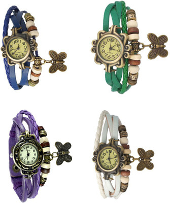 

NS18 Vintage Butterfly Rakhi Combo of 4 Blue, Purple, Green And White Watch - For Women