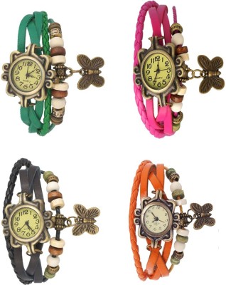 NS18 Vintage Butterfly Rakhi Combo of 4 Green, Black, Pink And Orange Analog Watch  - For Women   Watches  (NS18)
