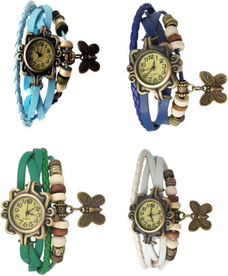

NS18 Vintage Butterfly Rakhi Combo of 4 Sky Blue, Green, Blue And White Watch - For Women