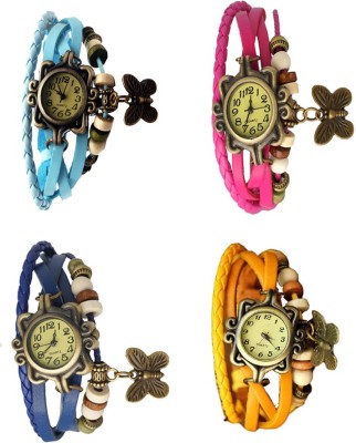 NS18 Vintage Butterfly Rakhi Combo of 4 Sky Blue, Blue, Pink And Yellow Analog Watch  - For Women   Watches  (NS18)