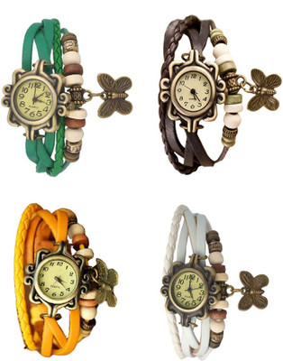 

NS18 Vintage Butterfly Rakhi Combo of 4 Green, Yellow, Brown And White Watch - For Women