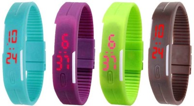 NS18 Silicone Led Magnet Band Combo of 4 Sky Blue, Purple, Green And Brown Digital Watch  - For Boys & Girls   Watches  (NS18)