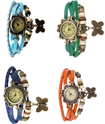 NS18 Vintage Butterfly Rakhi Combo of 4 Sky Blue, Blue, Green And Orange Analog Watch  - For Women   Watches  (NS18)