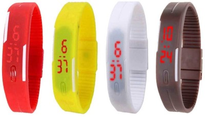 NS18 Silicone Led Magnet Band Combo of 4 Red, Yellow, White And Brown Digital Watch  - For Boys & Girls   Watches  (NS18)