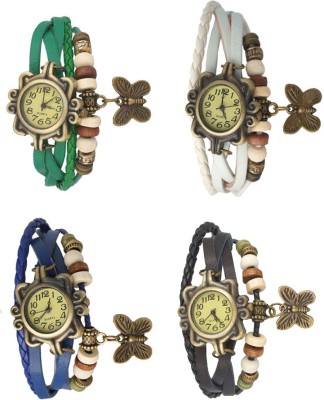 NS18 Vintage Butterfly Rakhi Combo of 4 Green, Blue, White And Black Analog Watch  - For Women   Watches  (NS18)