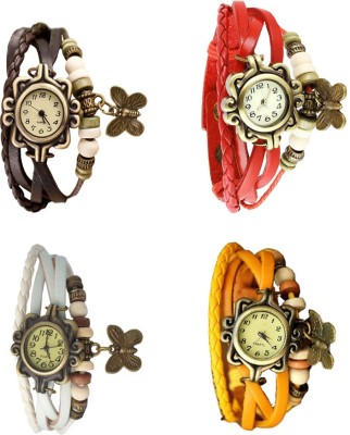 NS18 Vintage Butterfly Rakhi Combo of 4 Brown, White, Red And Yellow Analog Watch  - For Women   Watches  (NS18)