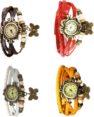 

NS18 Vintage Butterfly Rakhi Combo of 4 Brown, White, Red And Yellow Watch - For Women