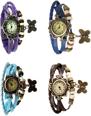NS18 Vintage Butterfly Rakhi Combo of 4 Purple, Sky Blue, Blue And Brown Analog Watch  - For Women   Watches  (NS18)