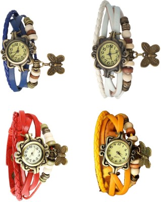 NS18 Vintage Butterfly Rakhi Combo of 4 Blue, Red, White And Yellow Analog Watch  - For Women   Watches  (NS18)