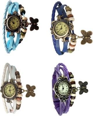 NS18 Vintage Butterfly Rakhi Combo of 4 Sky Blue, White, Blue And Purple Analog Watch  - For Women   Watches  (NS18)