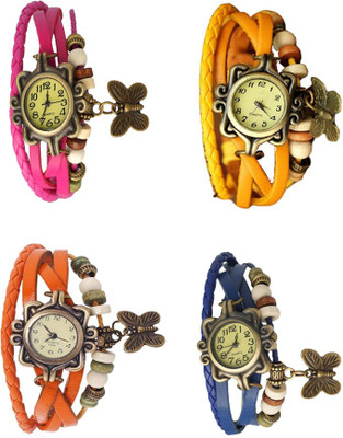 

NS18 Vintage Butterfly Rakhi Combo of 4 Pink, Orange, Yellow And Blue Watch - For Women