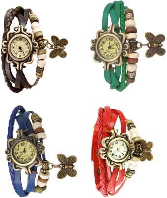 NS18 Vintage Butterfly Rakhi Combo of 4 Brown, Blue, Green And Red Analog Watch  - For Women   Watches  (NS18)