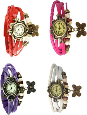 

Kissu Vintage Rakhi Combo of 4 Red, Purple, Pink And White Watch - For Women