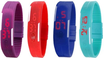 NS18 Silicone Led Magnet Band Watch Combo of 4 Purple, Red, Blue And Sky Blue Digital Watch  - For Couple   Watches  (NS18)