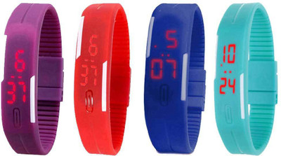 

Kissu Led Magnet Band Combo of 4 Purple, Red, Blue And Sky Blue Watch - For Men & Women