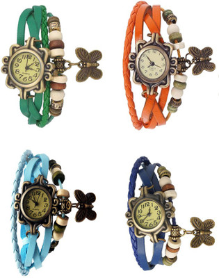 

NS18 Vintage Butterfly Rakhi Combo of 4 Green, Sky Blue, Orange And Blue Watch - For Women