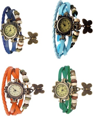 NS18 Vintage Butterfly Rakhi Combo of 4 Blue, Orange, Sky Blue And Green Analog Watch  - For Women   Watches  (NS18)