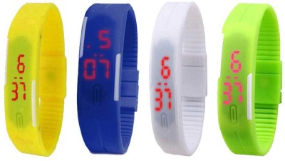 NS18 Silicone Led Magnet Band Combo of 4 Yellow, Blue, White And Green Digital Watch  - For Boys & Girls   Watches  (NS18)