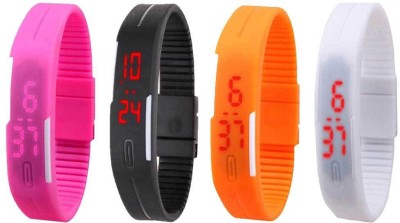 NS18 Silicone Led Magnet Band Combo of 4 Pink, Black, Orange And White Digital Watch  - For Boys & Girls   Watches  (NS18)