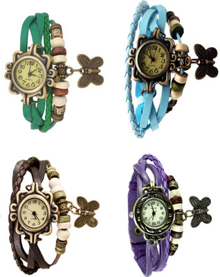 

Kissu Vintage Rakhi Combo of 4 Green, Brown, Sky Blue And Purple Watch - For Women