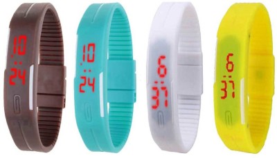 NS18 Silicone Led Magnet Band Combo of 4 Brown, Sky Blue, White And Yellow Digital Watch  - For Boys & Girls   Watches  (NS18)