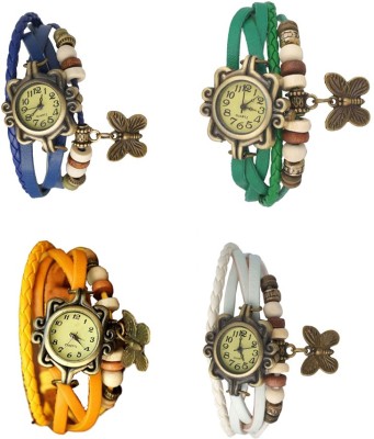 NS18 Vintage Butterfly Rakhi Combo of 4 Blue, Yellow, Green And White Analog Watch  - For Women   Watches  (NS18)