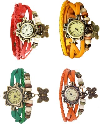 NS18 Vintage Butterfly Rakhi Combo of 4 Red, Green, Yellow And Orange Analog Watch  - For Women   Watches  (NS18)