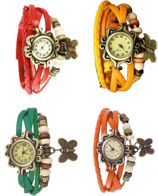 

NS18 Vintage Butterfly Rakhi Combo of 4 Red, Green, Yellow And Orange Watch - For Women