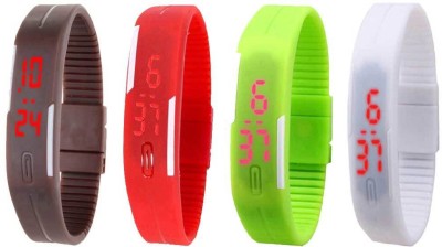 NS18 Silicone Led Magnet Band Combo of 4 Brown, Red, Green And White Digital Watch  - For Boys & Girls   Watches  (NS18)