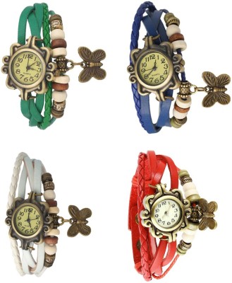 NS18 Vintage Butterfly Rakhi Combo of 4 Green, White, Blue And Red Analog Watch  - For Women   Watches  (NS18)