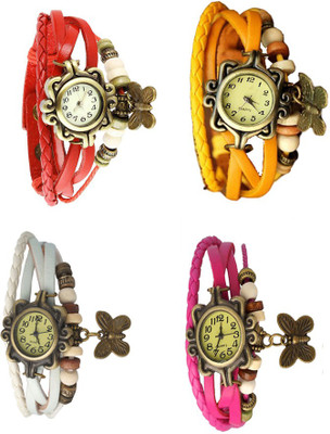 

NS18 Vintage Butterfly Rakhi Combo of 4 Red, White, Yellow And Pink Watch - For Women