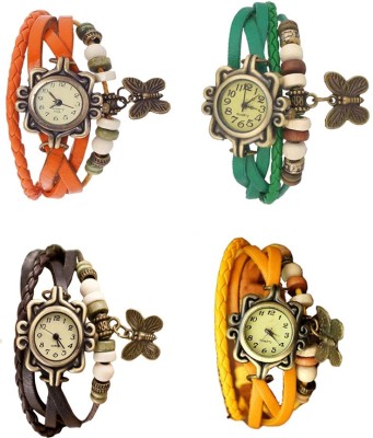 NS18 Vintage Butterfly Rakhi Combo of 4 Orange, Brown, Green And Yellow Analog Watch  - For Women   Watches  (NS18)