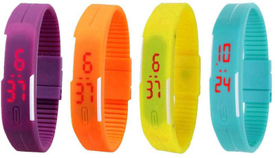 

Kissu Led Magnet Band Combo of 4 Purple, Orange, Yellow And Sky Blue Watch - For Men & Women