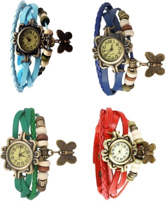 NS18 Vintage Butterfly Rakhi Combo of 4 Sky Blue, Green, Blue And Red Analog Watch  - For Women   Watches  (NS18)
