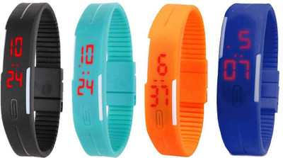 

Kissu Led Magnet Band Combo of 4 Black, Sky Blue, Orange And Blue Watch - For Men & Women