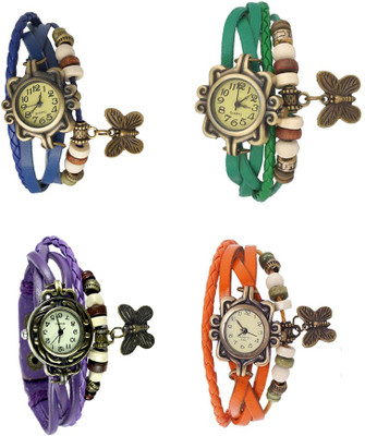 

Kissu Vintage Rakhi Combo of 4 Blue, Purple, Green And Orange Watch - For Women