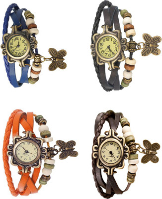 

Kissu Vintage Rakhi Combo of 4 Blue, Orange, Black And Brown Watch - For Women