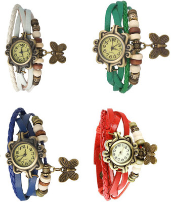 

NS18 Vintage Butterfly Rakhi Combo of 4 White, Blue, Green And Red Watch - For Women
