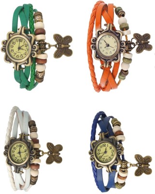 NS18 Vintage Butterfly Rakhi Combo of 4 Green, White, Orange And Blue Analog Watch  - For Women   Watches  (NS18)