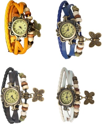 NS18 Vintage Butterfly Rakhi Combo of 4 Yellow, Black, Blue And White Analog Watch  - For Women   Watches  (NS18)