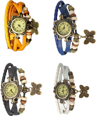 NS18 Vintage Butterfly Rakhi Combo of 4 Yellow, Black, Blue And White Analog Watch  - For Women   Watches  (NS18)