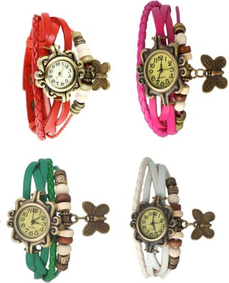 NS18 Vintage Butterfly Rakhi Combo of 4 Red, Green, Pink And White Analog Watch  - For Women   Watches  (NS18)