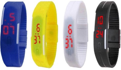 NS18 Silicone Led Magnet Band Combo of 4 Blue, White, Yellow And Black Digital Watch  - For Boys & Girls   Watches  (NS18)