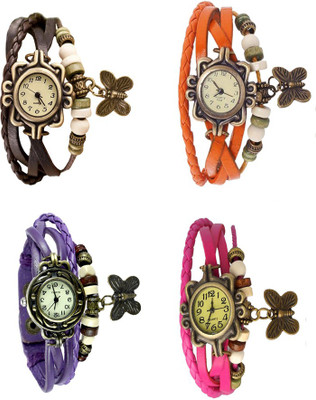 

Kissu Vintage Rakhi Combo of 4 Brown, Purple, Orange And Pink Watch - For Women