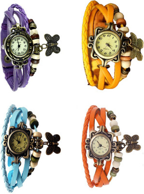 

Kissu Vintage Rakhi Combo of 4 Purple, Sky Blue, Yellow And Orange Watch - For Women