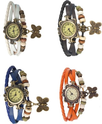 NS18 Vintage Butterfly Rakhi Combo of 4 White, Blue, Black And Orange Analog Watch  - For Women   Watches  (NS18)