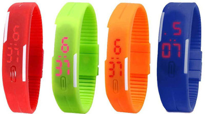 

Kissu Led Magnet Band Combo of 4 Red, Green, Orange And Blue Watch - For Men & Women