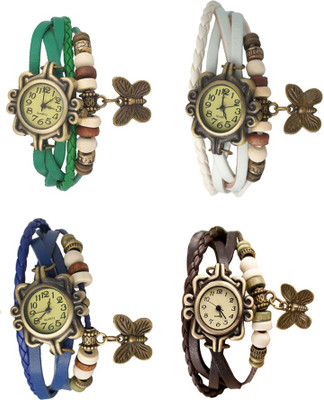 

Kissu Vintage Rakhi Combo of 4 Green, Blue, White And Brown Watch - For Women